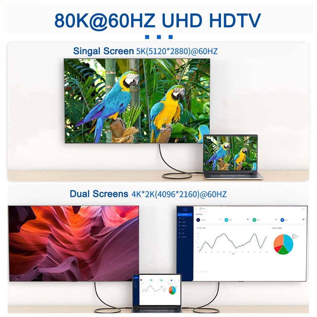 Tecphile CA124 Reverse A8k16 Adapter Black HDMI HDF 8k@60hz