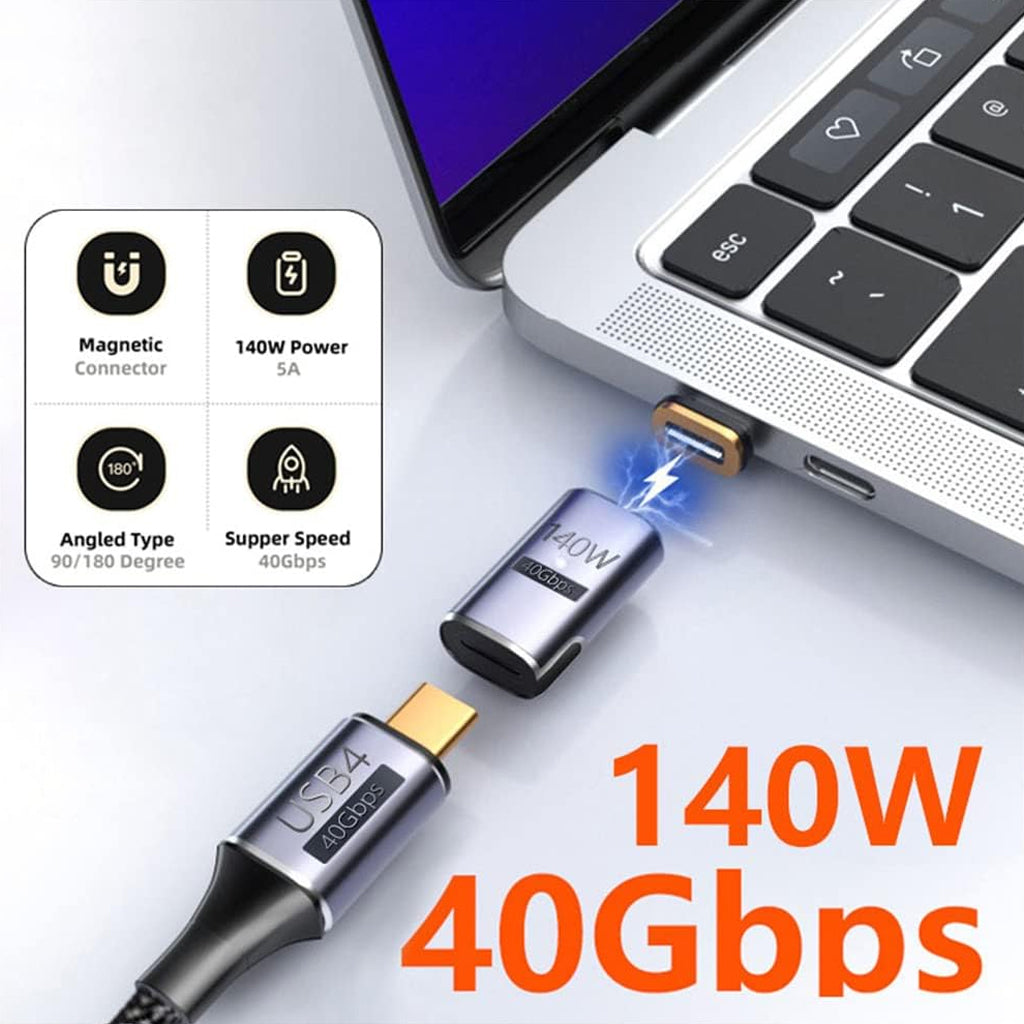 TECPHILE - 140W 40Gbps Type C Female to Type C Male Magnetic Adapter