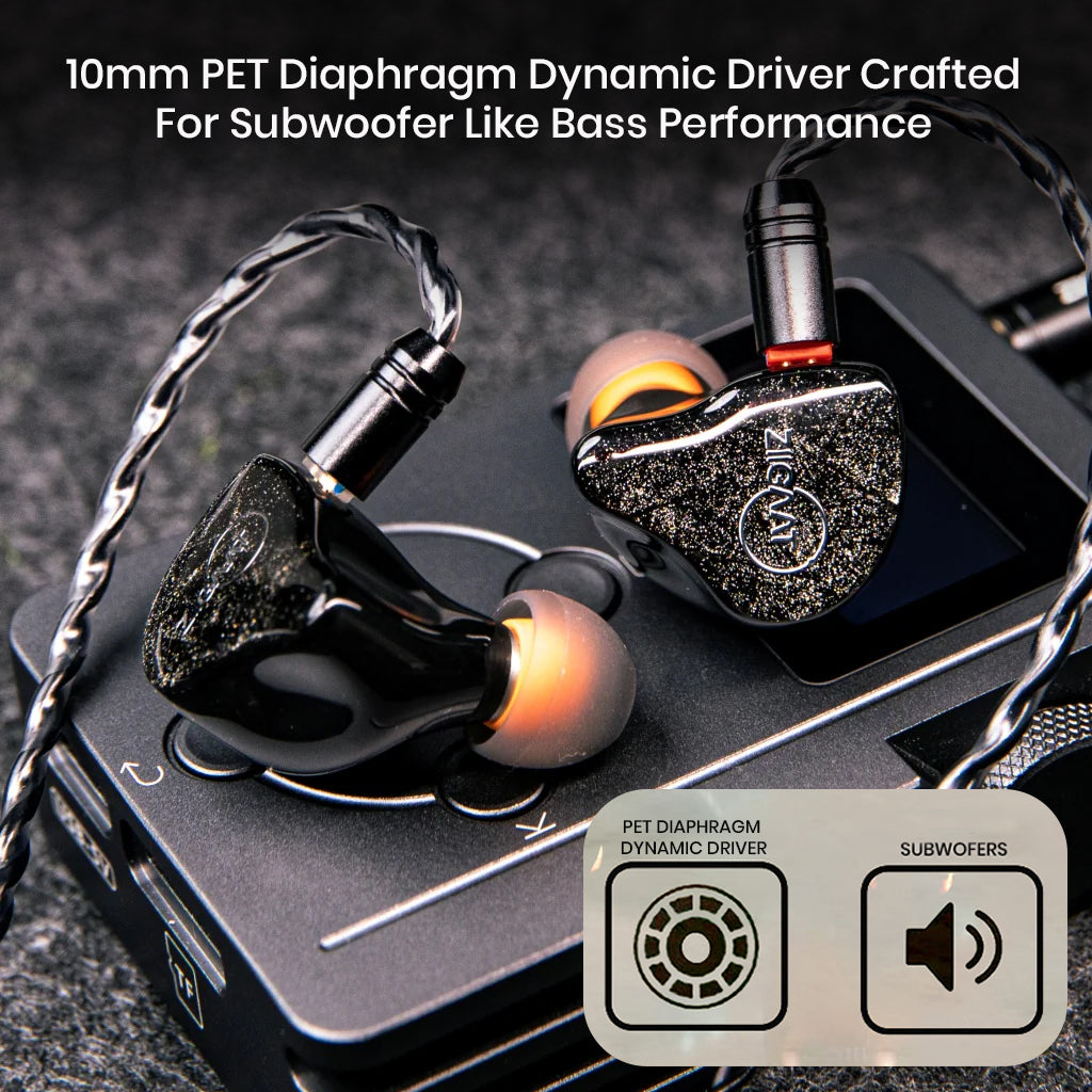 ZiiGaat Lush IEM Black NoMic 3.5mm 10mm et diaphragm