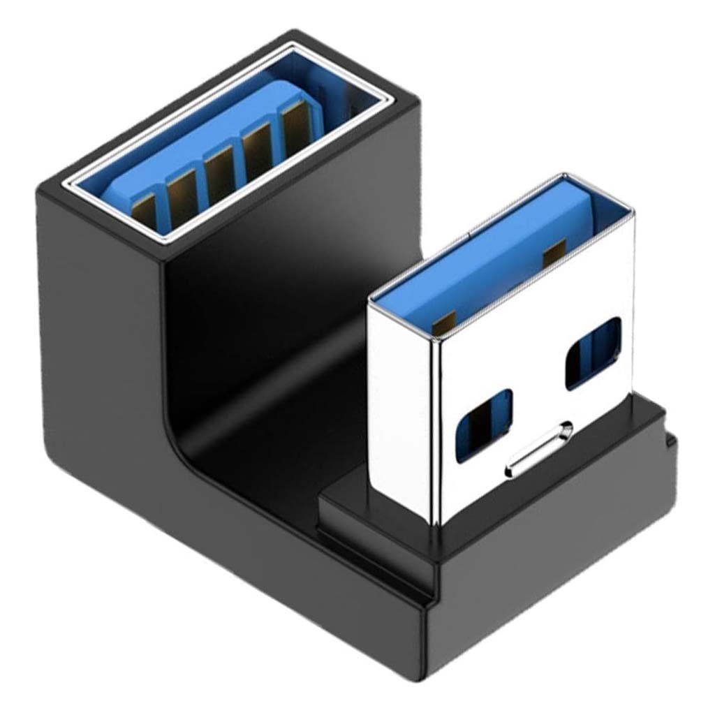 TECPHILE U-Shaped USB A 3.1 Male to Female Adapter with 90-degree angle design for tight spaces and high-speed 10Gbps data transfer.