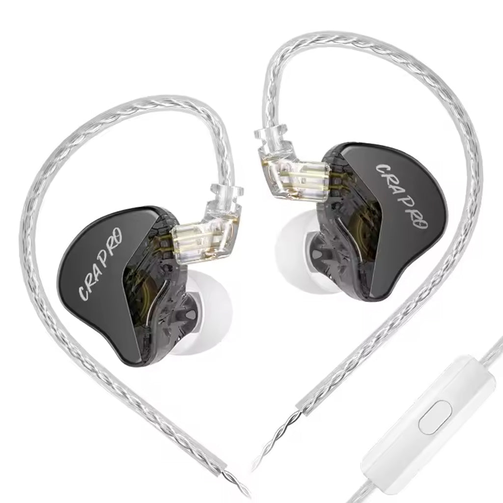 CCA-CRA Pro Ultra-Thin Dynamic Driver In-Ear Monitor with detachable silver-plated cable and ergonomic earbud design for superior sound.