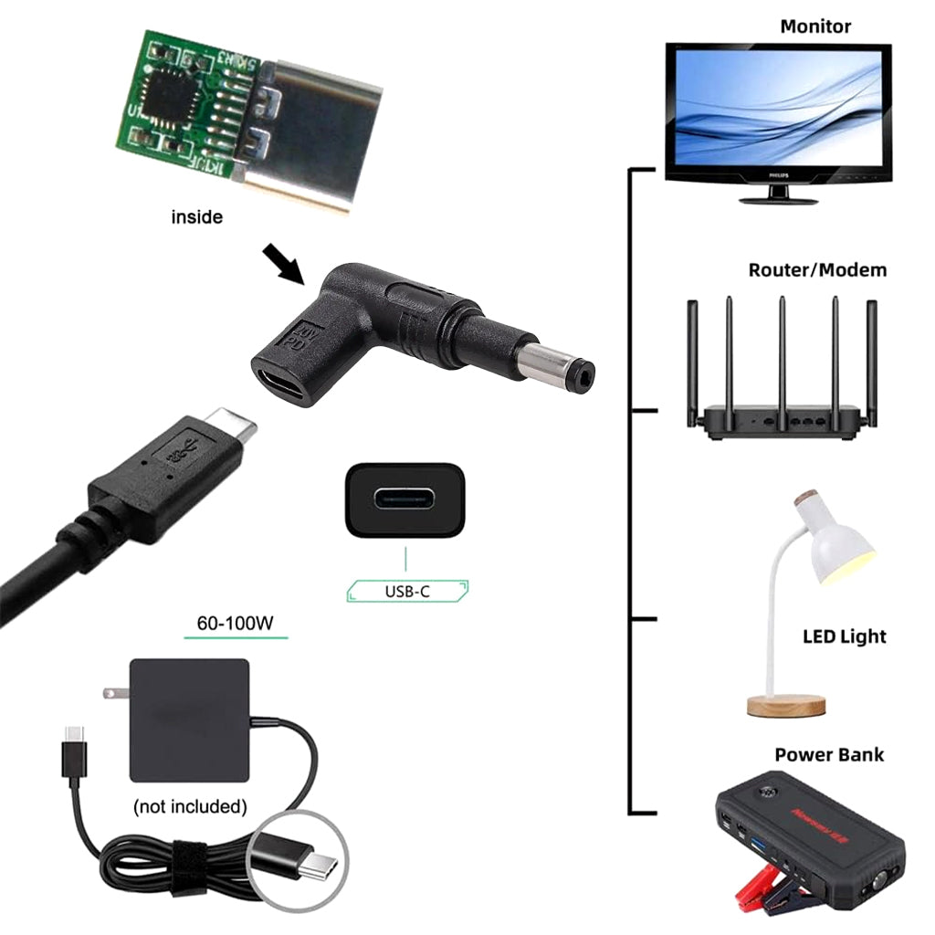 TECPHILE - 100W Type C Female to Acer Laptop Adapter