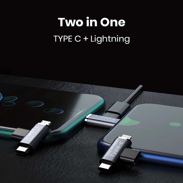 TECPHILE- 2-in-1 Type-C Female to USB-C Male/Lightning Male Splitter Adapter - 6