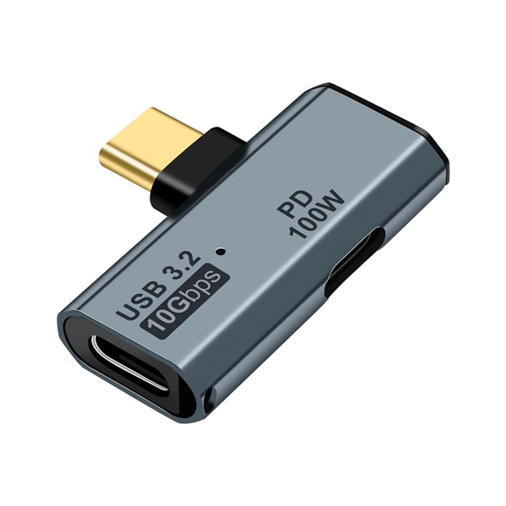 TECPHILE 2-in-1 USB C to 100W PD Type C + 3.2 Type-C Adapter with 10Gbps data transfer and OTG support for laptops and mobile devices.