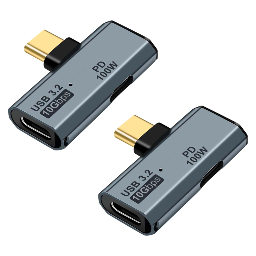 Dual pack of TECPHILE 2-in-1 USB C to 100W PD Type C + 3.2 Type-C Adapters, ideal for fast charging and data transfer on multiple devices.
