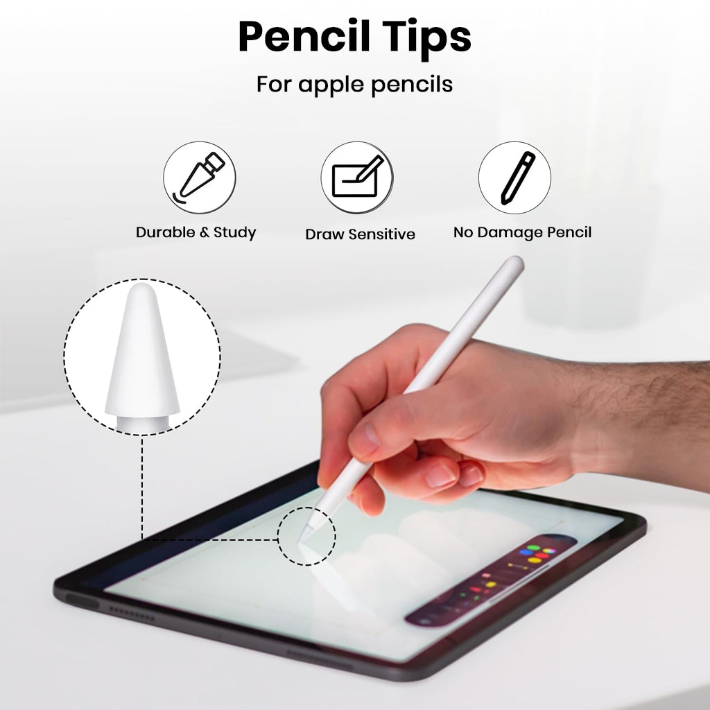 TECPHILE Pencil Tips in use on iPad, emphasizing durability, drawing sensitivity, and Apple Pencil protection during digital tasks.