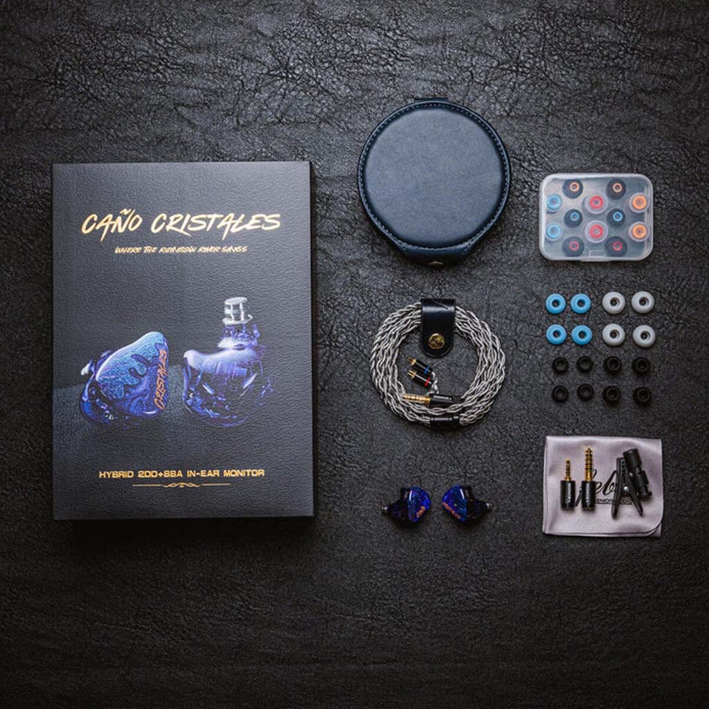 The Hisenior Cano Cristales comes with a premium set of accessories, including A premium carrying case, a UP OCC SPC Cable, various eartips, interchangeable terminations and a clip