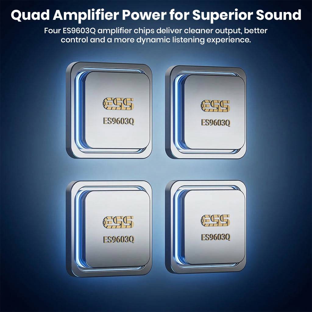 Fosi Audio MD3 quad ES9603Q amplifier chips with sleek metallic finish