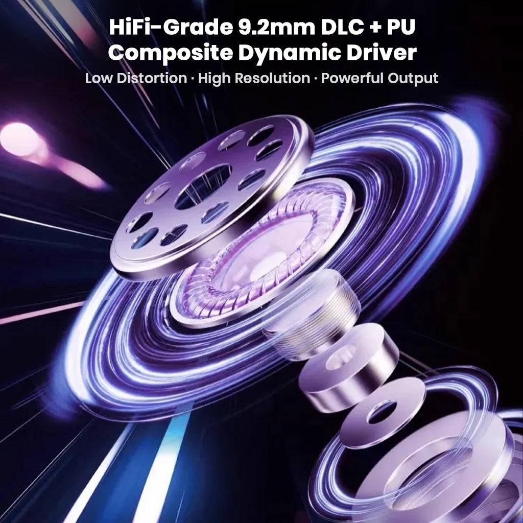 EPZ G30 IEM features HiFi-grade 9.2mm DLC + PU composite dynamic driver for powerful output, low distortion, and high-resolution audio performance.
