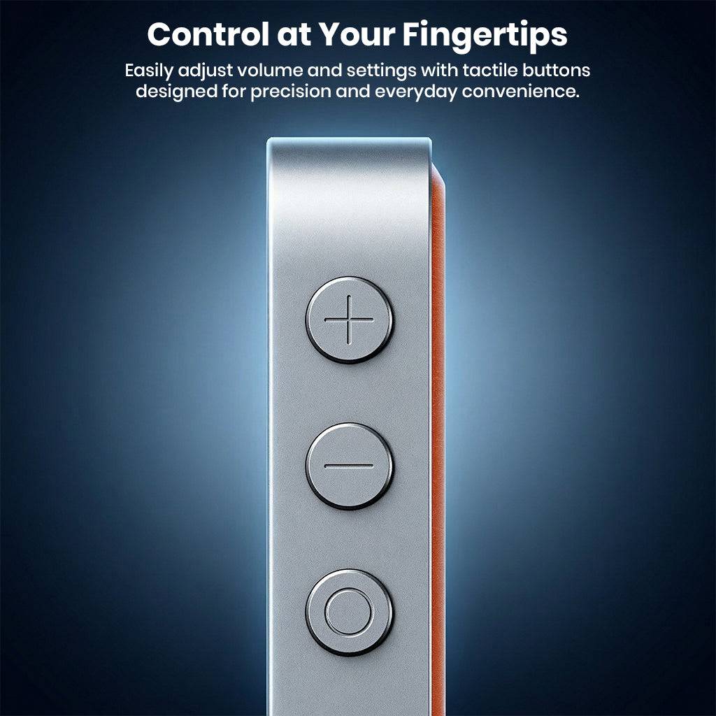 Fosi Audio MD3 display with customizable visuals and control buttons