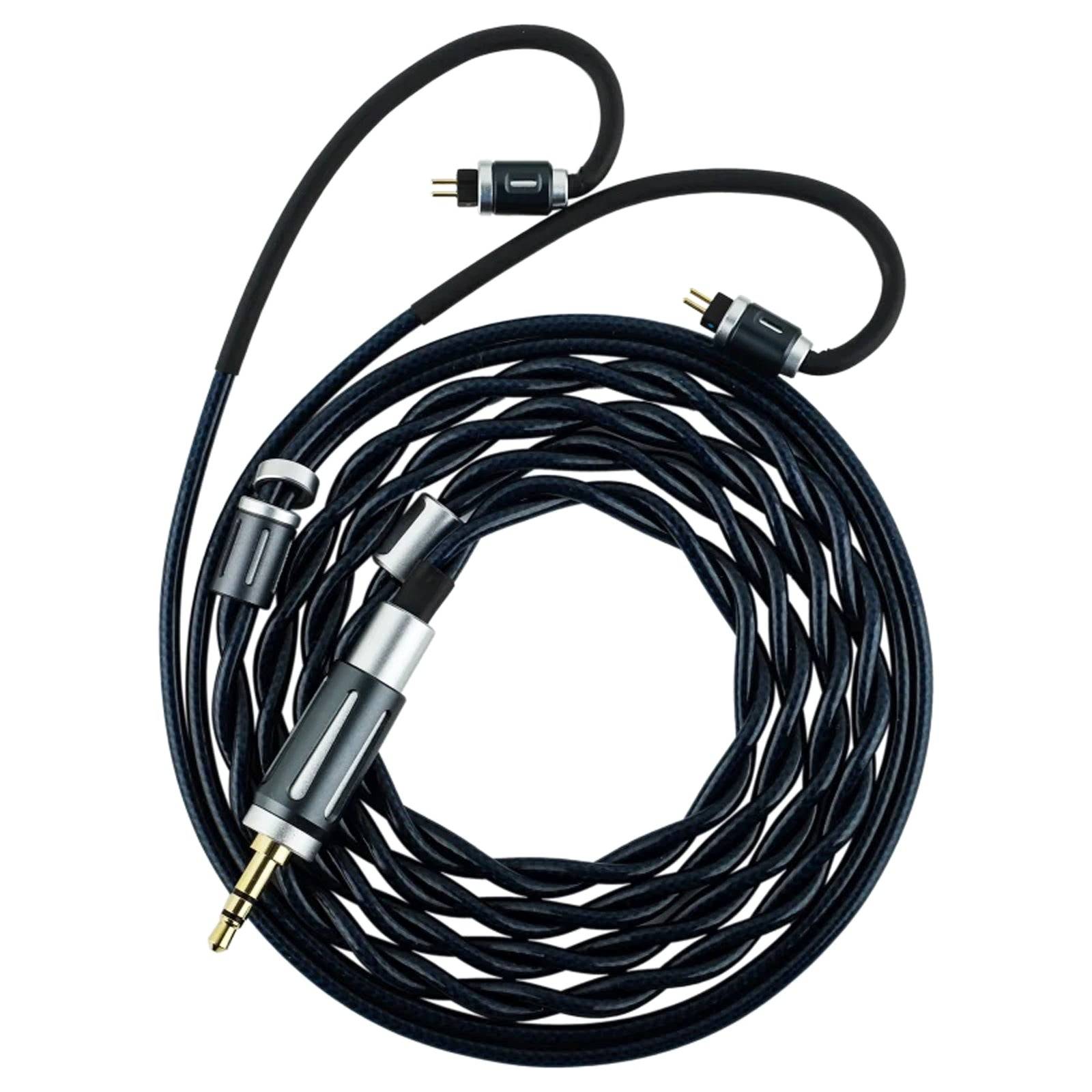 Black audio cable with gold connectors