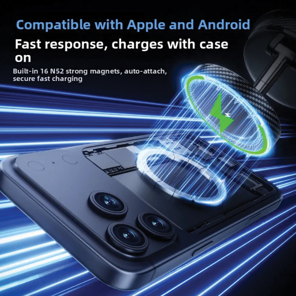 TECPHILE - 2 IN 1 360° Vacuum Magnetic Phone Holder with Wireless Charging
