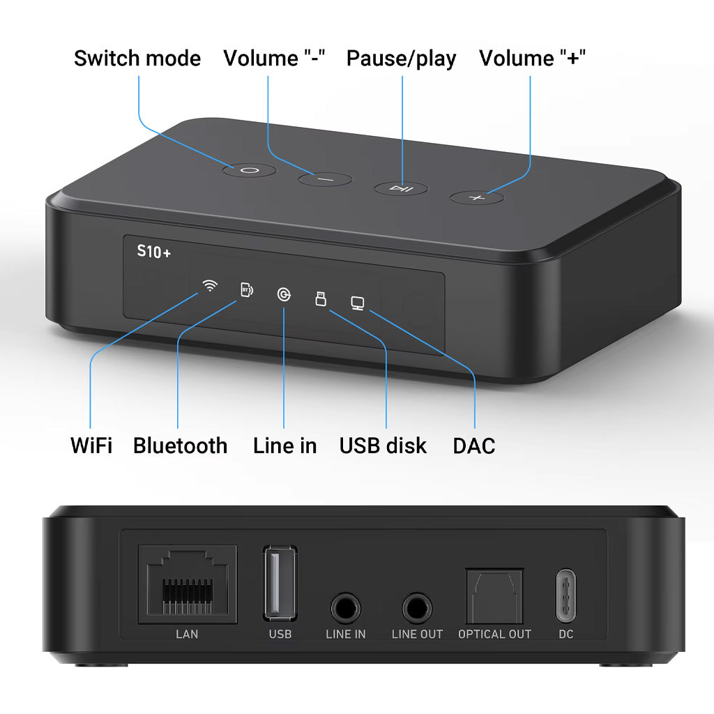 ARYLIC S10+ Wireless Music Streamer with AirPlay, Multiroom Stereo