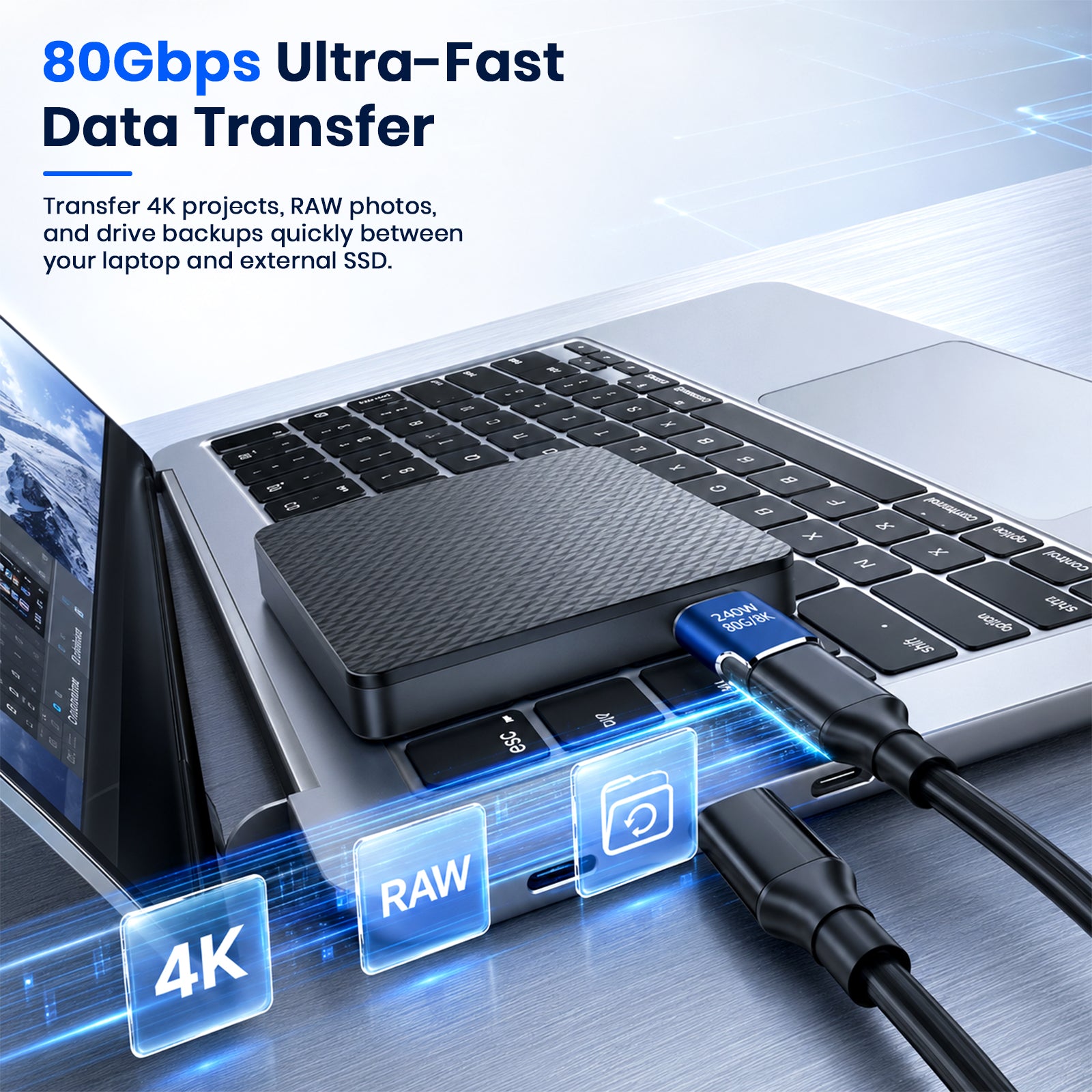 TECPHILE – 240W USB4 Magnetic Type C to Type C Connector Adapter