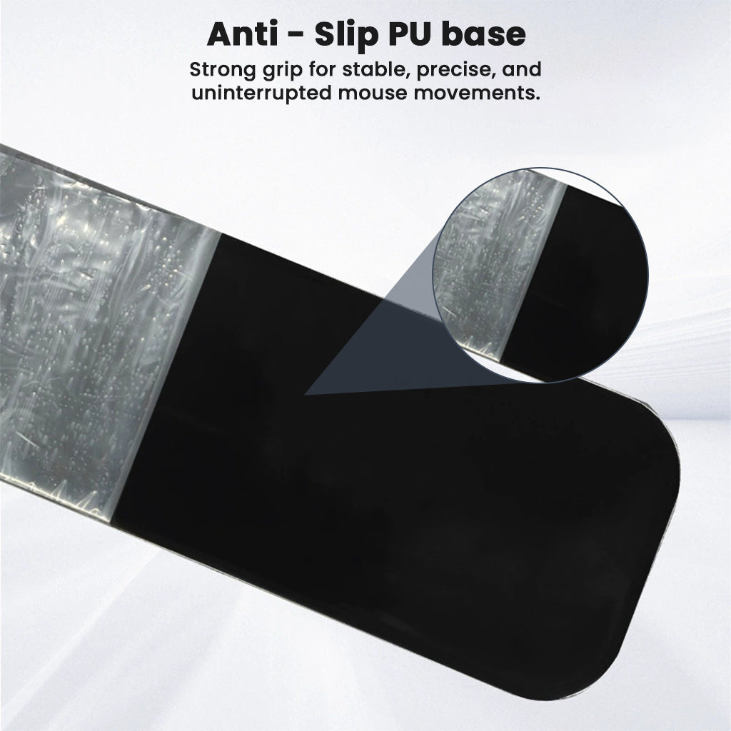 Anti-slip PU base on TECPHILE wrist rest ensures stable grip for precise mouse movements and uninterrupted workflow.