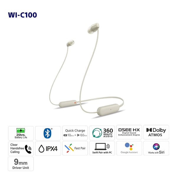 Sony - WI-C100 Wireless In-ear Headphone - 16