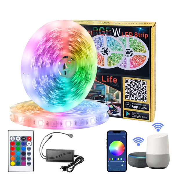 TECPHILE - 5050 RGBW Smart LED Strip Light with Controller - 10
