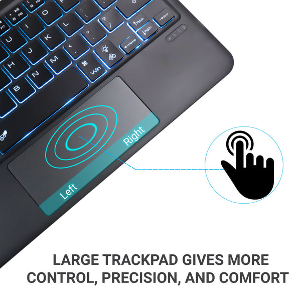 B102D Bluetooth Wireless Keyboard with Multi-Touch Trackpad, 7 Color Backlit - 4