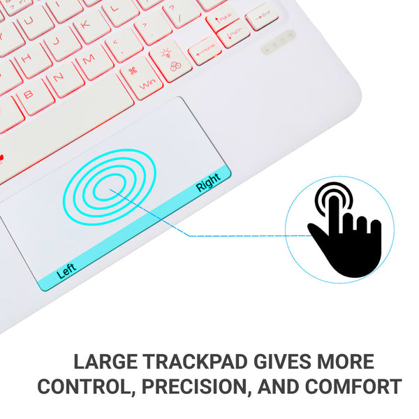 B102D Bluetooth Wireless Keyboard with Multi-Touch Trackpad, 7 Color Backlit - 18