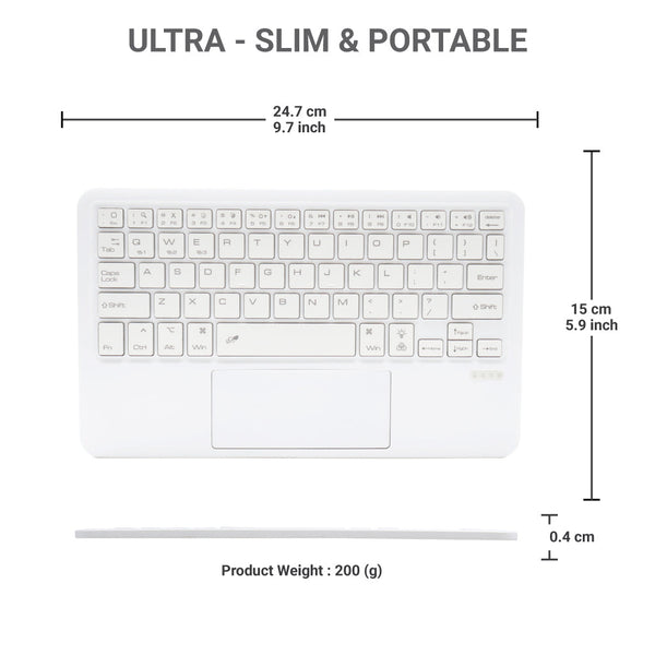 B102D Bluetooth Wireless Keyboard with Multi-Touch Trackpad, 7 Color Backlit - 19