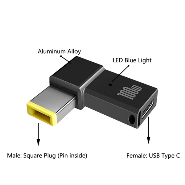 TECPHILE - 100W Female Type-C Laptop Adapter for Lenovo - 2