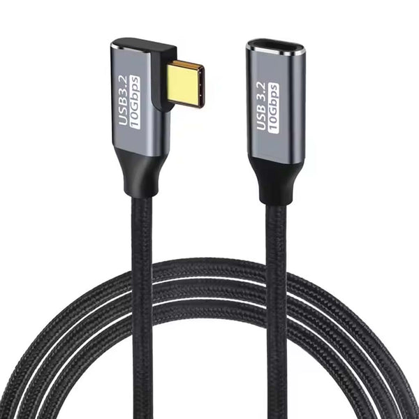 TECPHILE - L Shape Type-C Male to Type-C Female 100W Charging Cable - 9