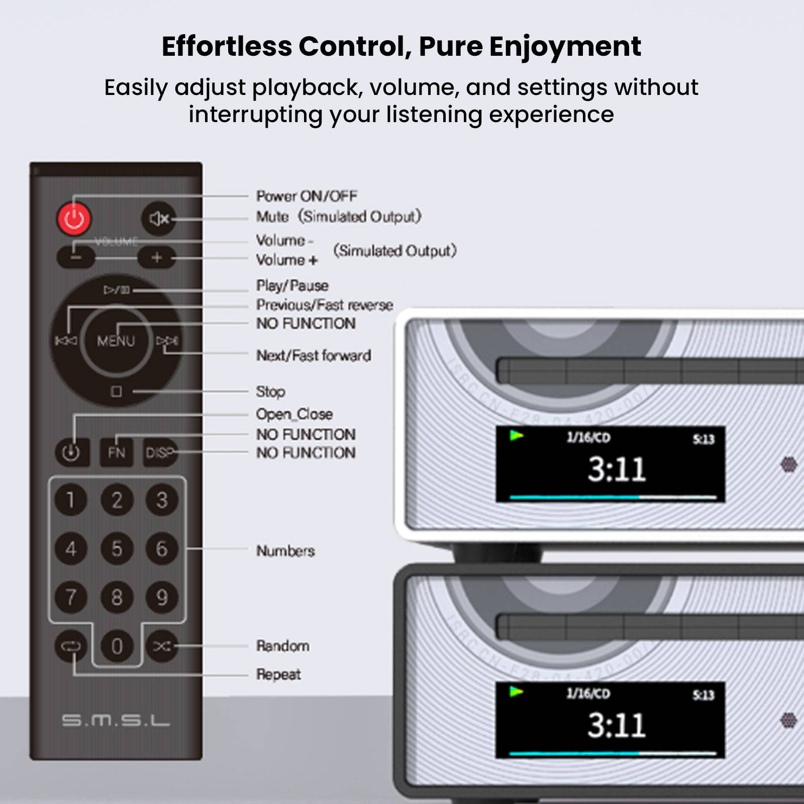 Portable CD player with display and control buttons