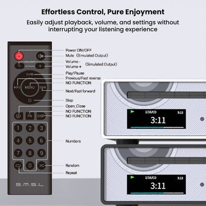 Portable CD player with display and control buttons