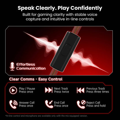 Gaming IEM with clear faceplate and in-line controls for gaming clarity