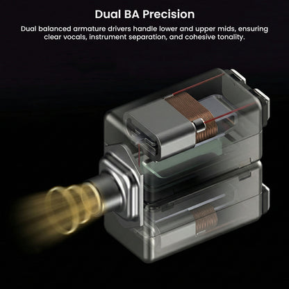 Dual balanced armature drivers in SIMGOT SuperMix 5 ensure precise mids and clear vocals for professional-grade audio clarity.
