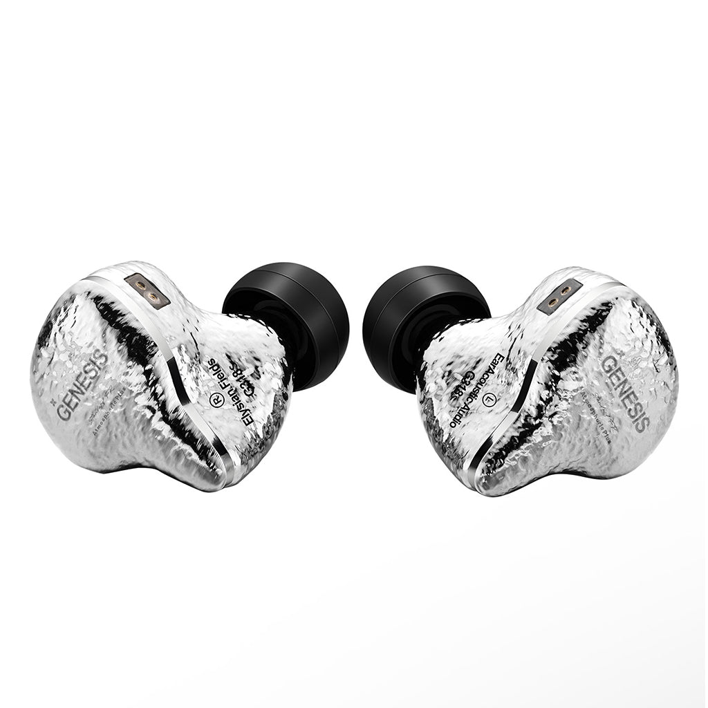 EarAcoustic Audio GENESIS G318s IEMs with CNC-machined aluminum shells and meteorite finish for premium durability and aesthetics.