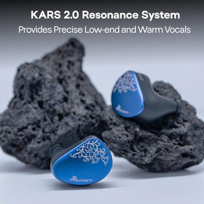 Blue in-ear monitors with high-quality cable and accessories