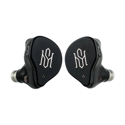 SIMGOT SuperMix 5 Quadbrid In-Ear Monitor with black ergonomic shells and silver logo, designed for high-fidelity audio performance.