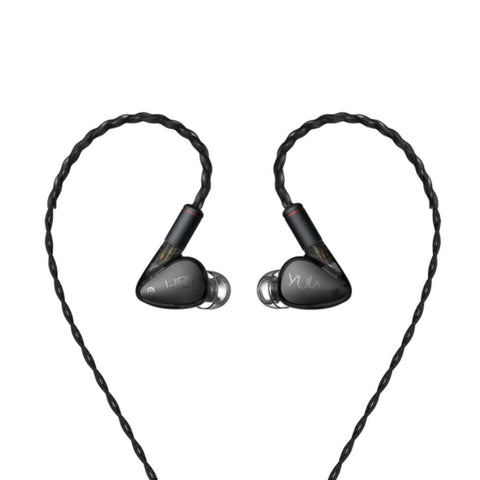 HiBy Yula 10mm Dynamic Driver HiFi In-Ear Monitor in sleek black finish with braided cable, designed for immersive audio and ergonomic fit.