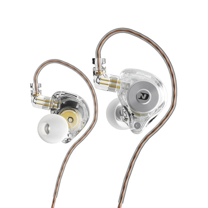 Clear transparent in-ear monitor with copper cable and USB-C connector