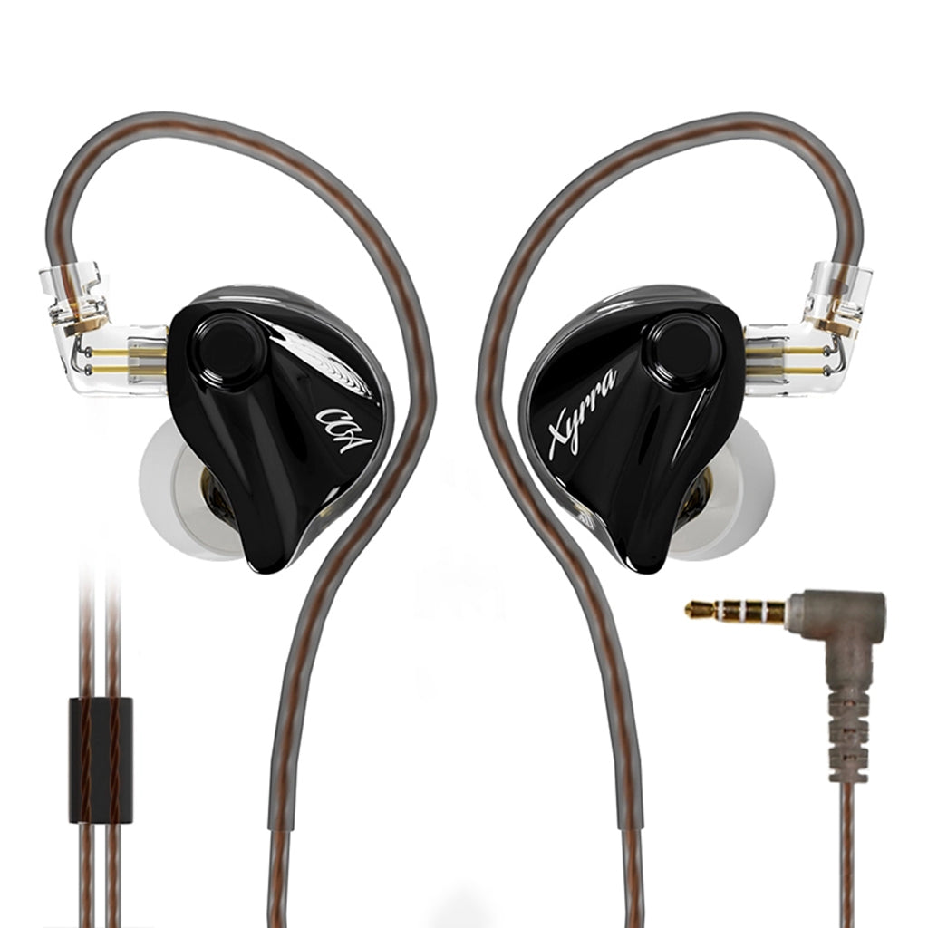 CCA-Xyrra IEM with 3.5mm angled jack, compatible with standard audio devices for immersive gaming and music listening.