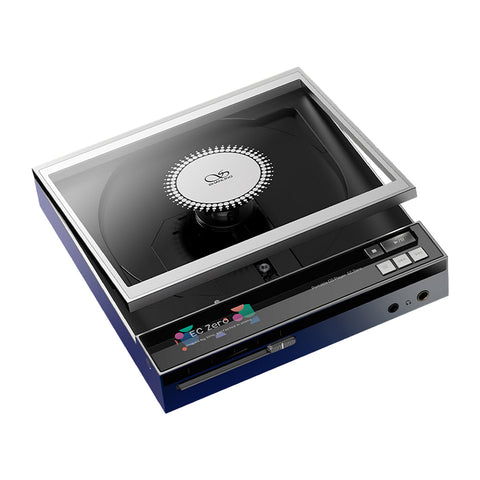 Portable CD player with glass cover and digital controls