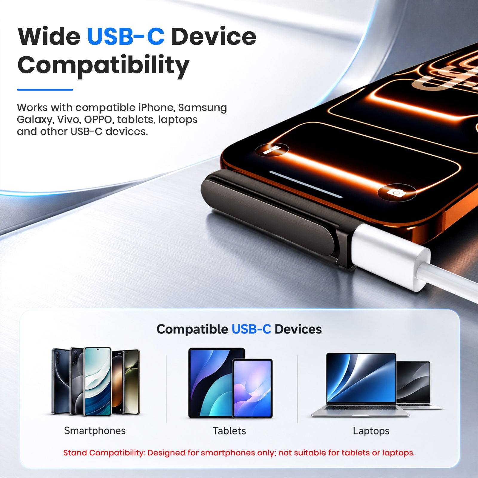 TECPHILE 240W Type C Charging Adapter with Foldable Mobile Stand