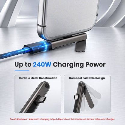 TECPHILE 240W Type C Charging Adapter with Foldable Mobile Stand