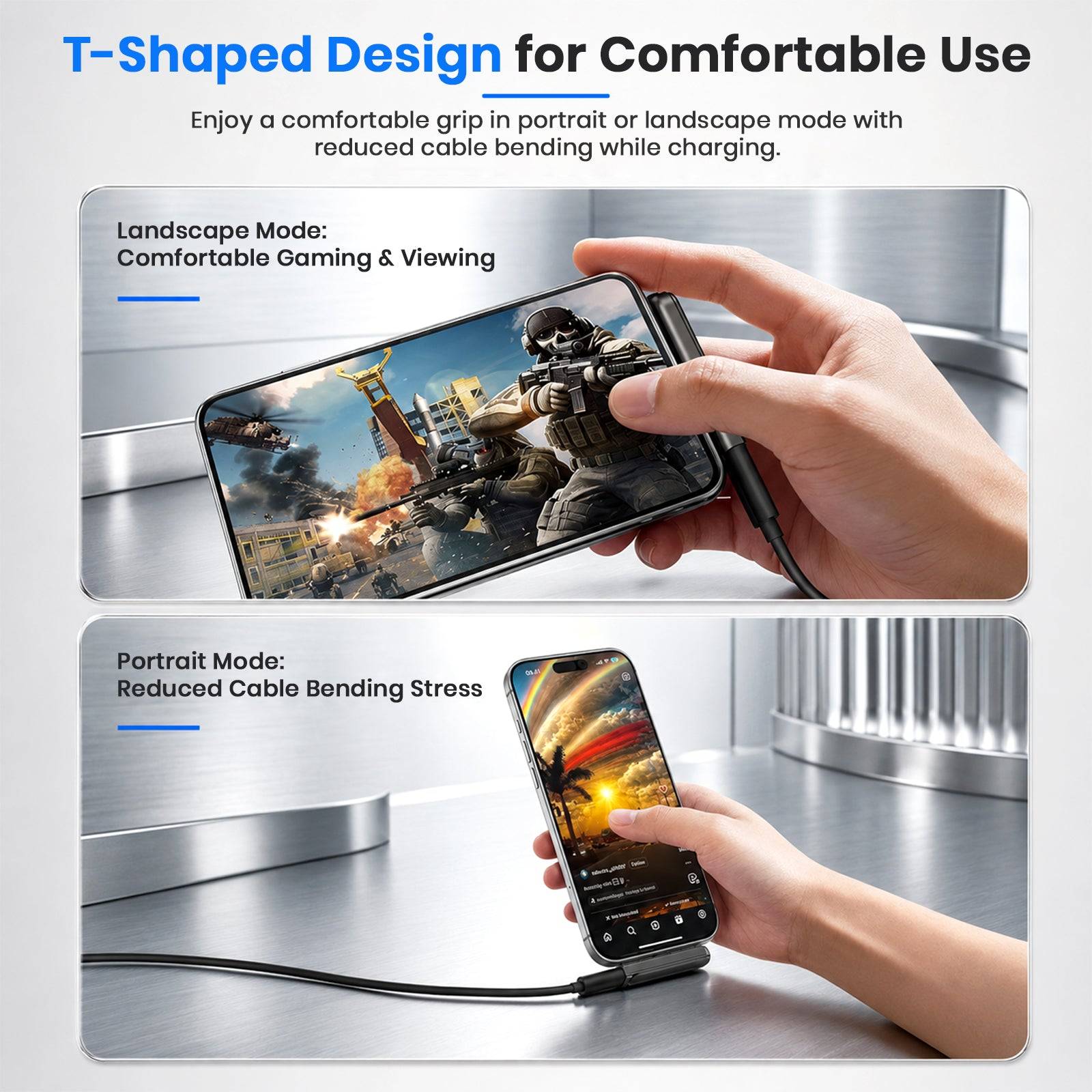 TECPHILE 240W Type C Charging Adapter with Foldable Mobile Stand