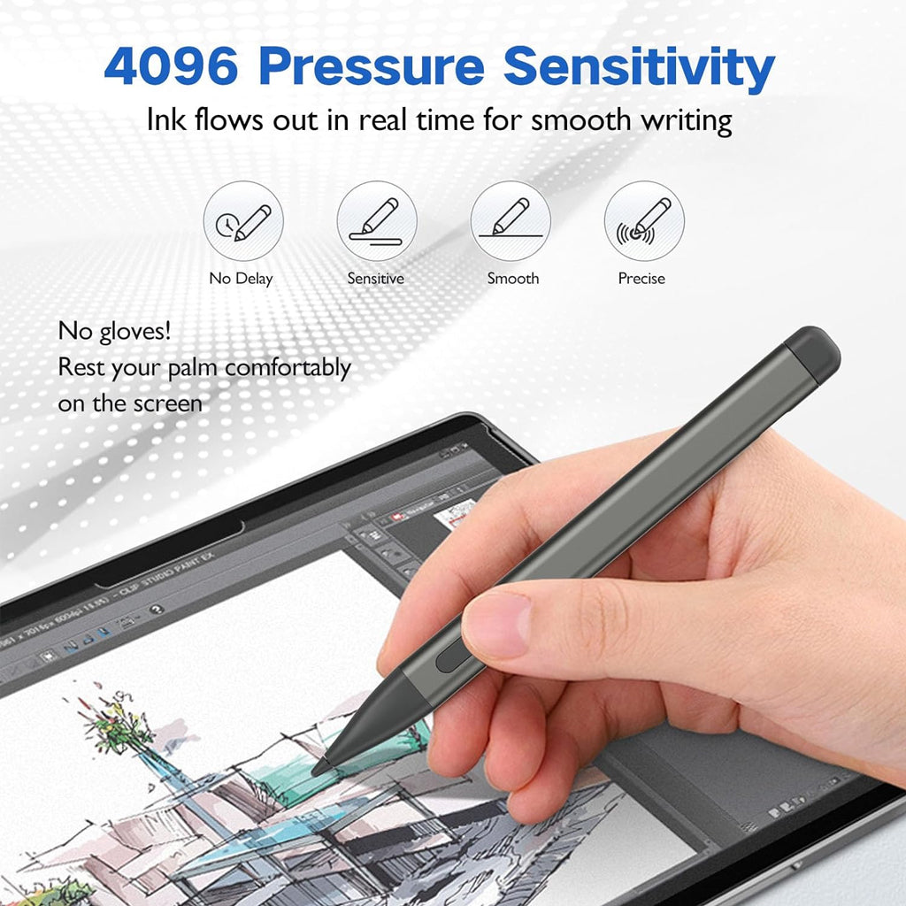TECPHILE Surface Pencil replacement nibs support 4096 pressure sensitivity for smooth, precise digital drawing and writing on tablets.