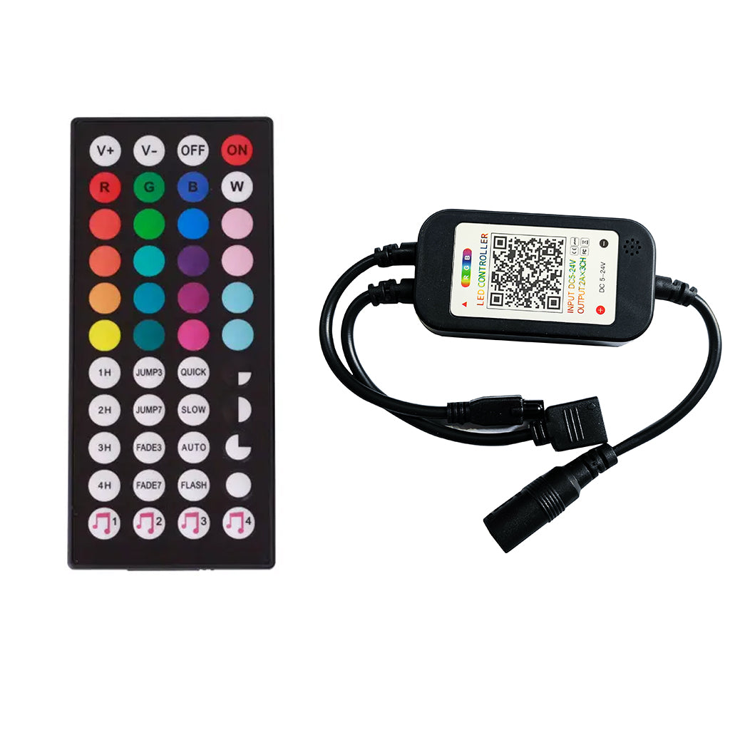 TECPHILE Bluetooth RGB LED Strip Controller with 44 Keys Remote ...