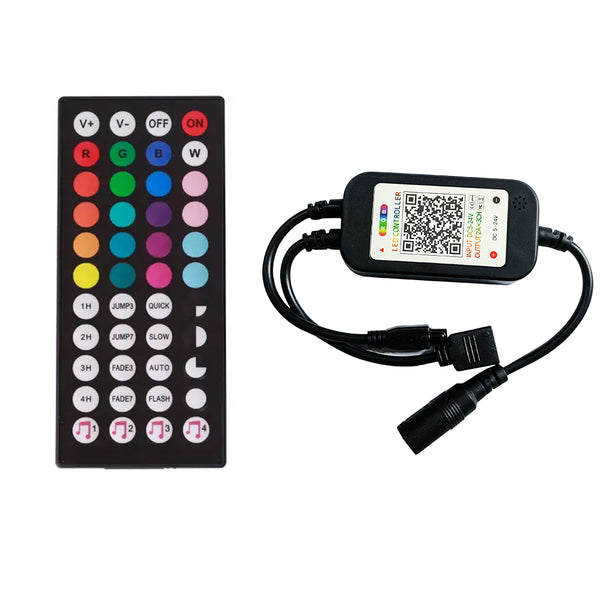 TECPHILE - Bluetooth RGB LED Strip Controller with 44 Keys Remote - 1