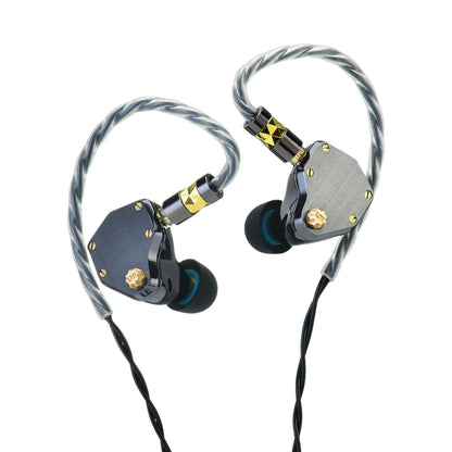 Exploded view of earphone internal components with labeled parts