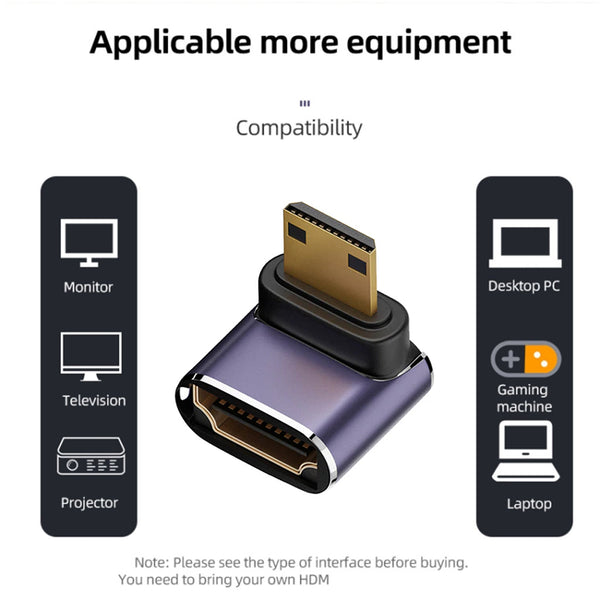TECPHILE- 8K UHD HDMI 2.1 to Mini HDMI Adapter L Shaped - 5