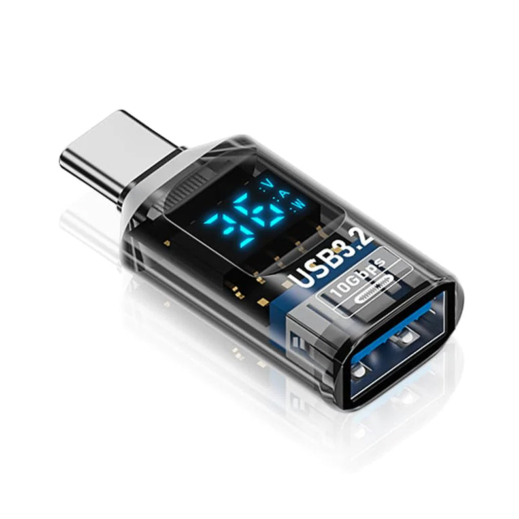 TECPHILE- 100W Type C Male to USB Female OTG Adapter with Digital Display