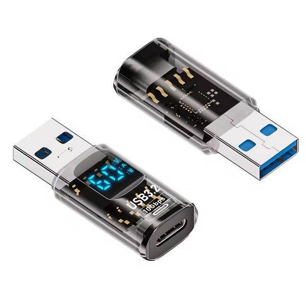 TECPHILE- 100W Type C Male to USB Female OTG Adapter with Digital Display - 17