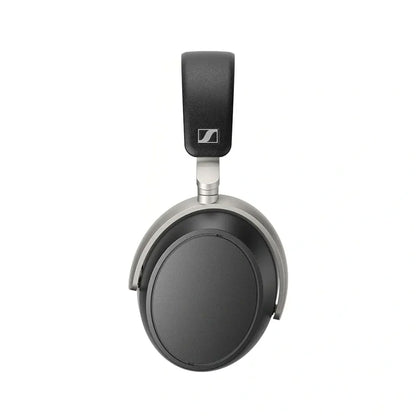Side profile of Sennheiser HDB 630 wireless headphones showcasing sleek matte black earcup and padded headband design.