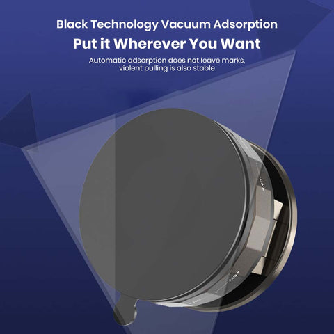 TECPHILE T30 phone holder uses black technology vacuum adsorption for stable mounting on smooth surfaces without leaving marks.