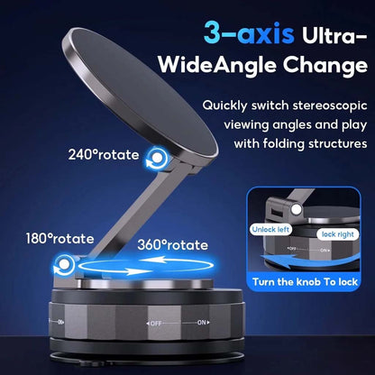 TECPHILE T30 features 3-axis ultra-wide angle adjustment with 180°, 240°, and 360° rotation for optimal phone viewing angles.